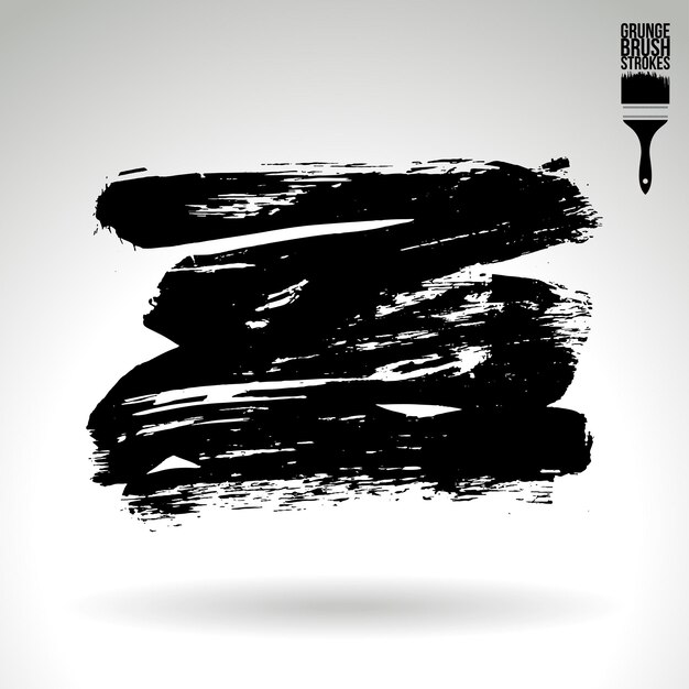 Black brush stroke and texture Grunge vector abstract hand painted element