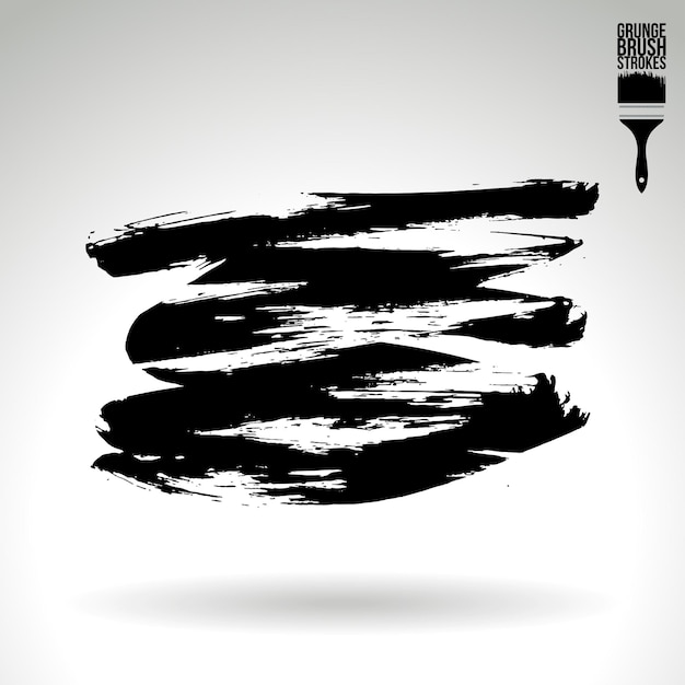 Black brush stroke and texture Grunge vector abstract hand painted element