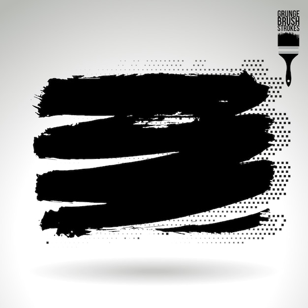 Black brush stroke and texture Grunge vector abstract hand painted element