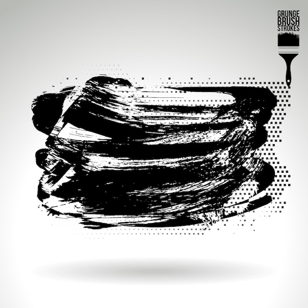 Black brush stroke and texture Grunge vector abstract hand painted element