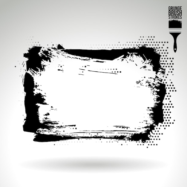 Black brush stroke and texture Grunge vector abstract hand painted element