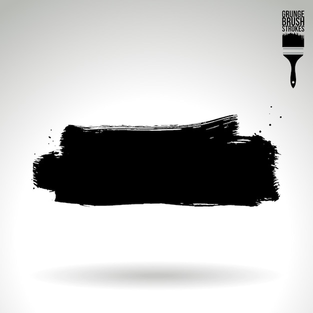 Black brush stroke and texture Grunge vector abstract hand painted element