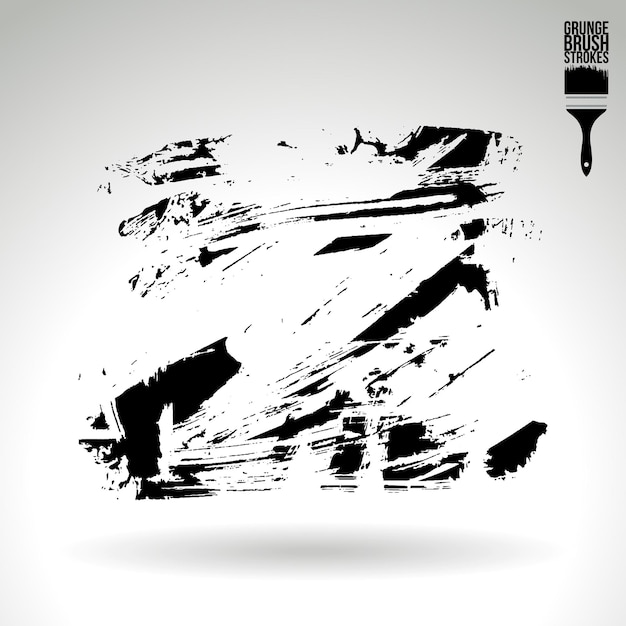 Black brush stroke and texture Grunge vector abstract hand painted element