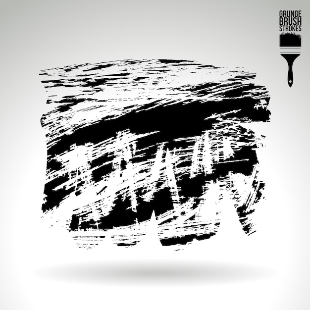 Black brush stroke and texture Grunge vector abstract hand painted element