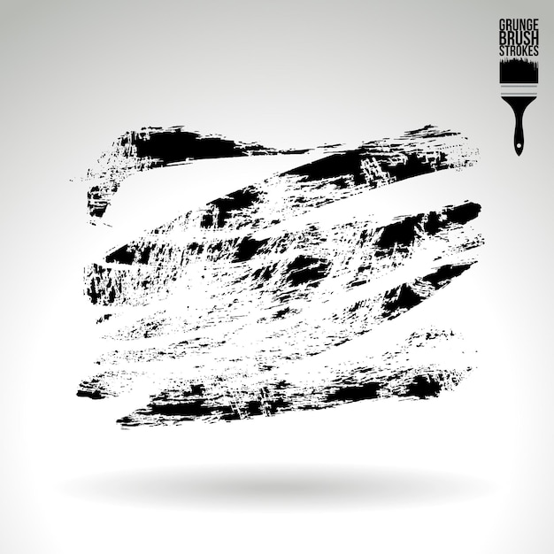 Black brush stroke and texture Grunge vector abstract hand painted element