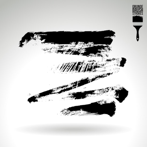 Black brush stroke and texture Grunge vector abstract hand painted element