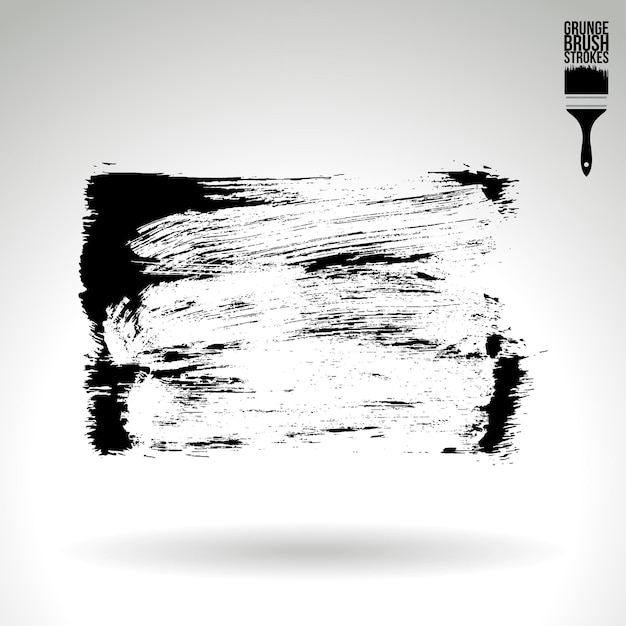 Black brush stroke and texture Grunge vector abstract hand painted element