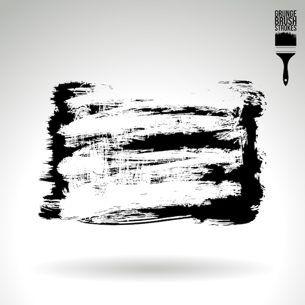 Black brush stroke and texture Grunge vector abstract hand painted element