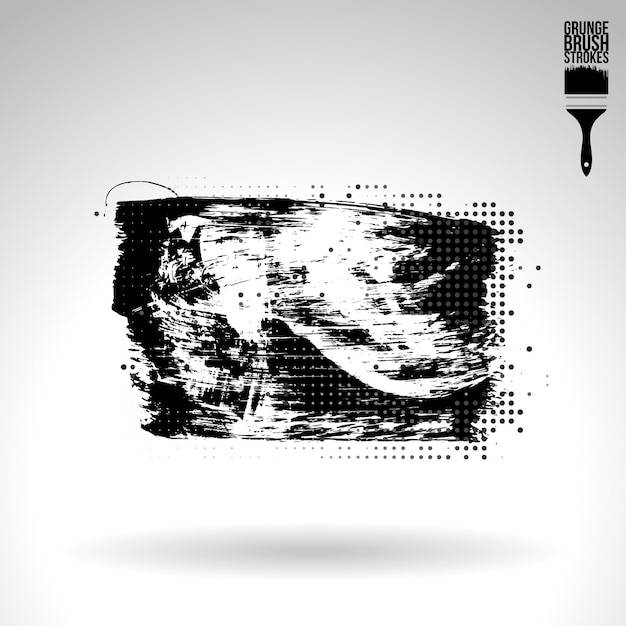 Black brush stroke and texture. Grunge vector abstract hand - painted element.