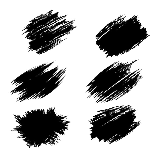 Black brush strokes of different shapes 17