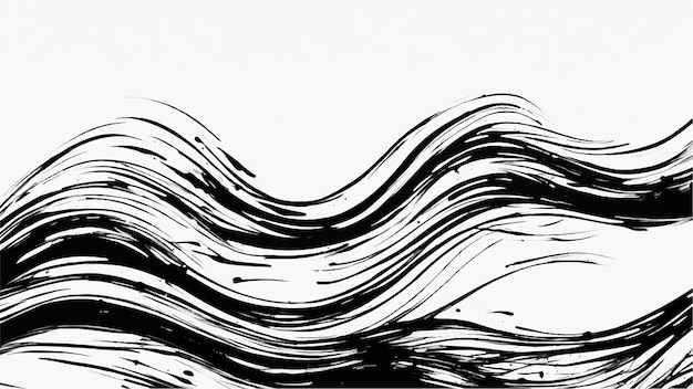 Black Brush strokes isolated on white background Brush strokes grunge background Wavy brush stroke