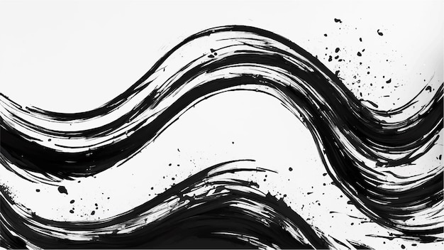 Vector black brush strokes isolated on white background brush strokes grunge background wavy brush stroke