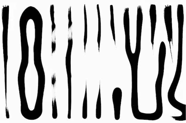 Black Brush strokes isolated on white background Grunge design elements Set of black paint ink