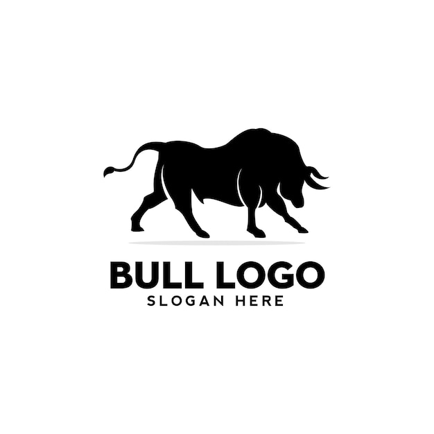 Black bull logo design silhouette vector illustration animal logo  vector template