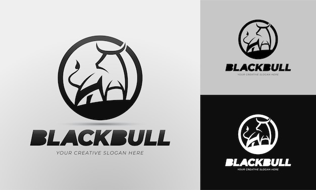 Black bull logo template in editable vector