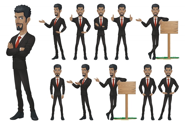 Black Businessman Character Set