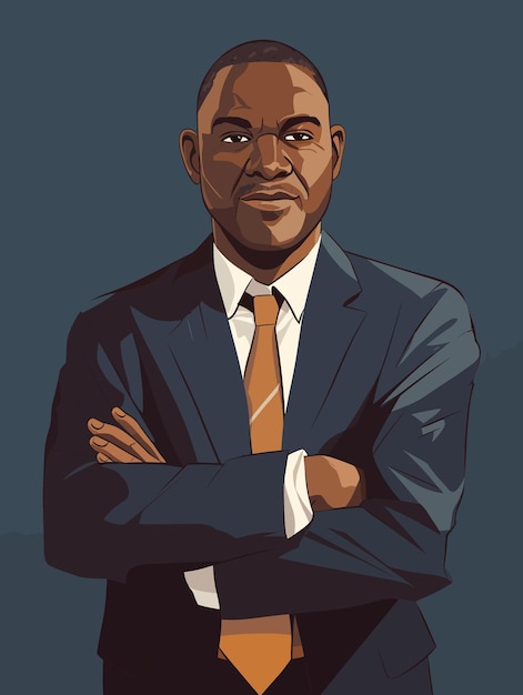 A black businessman with arms crossed