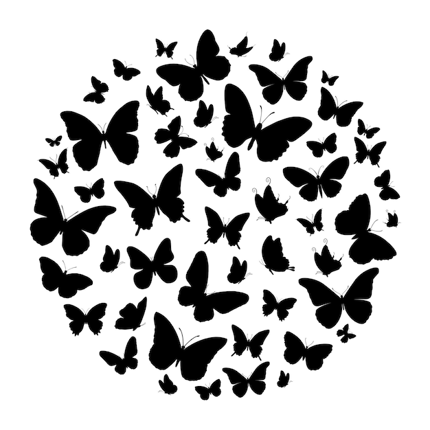 Black butterflies in a circle