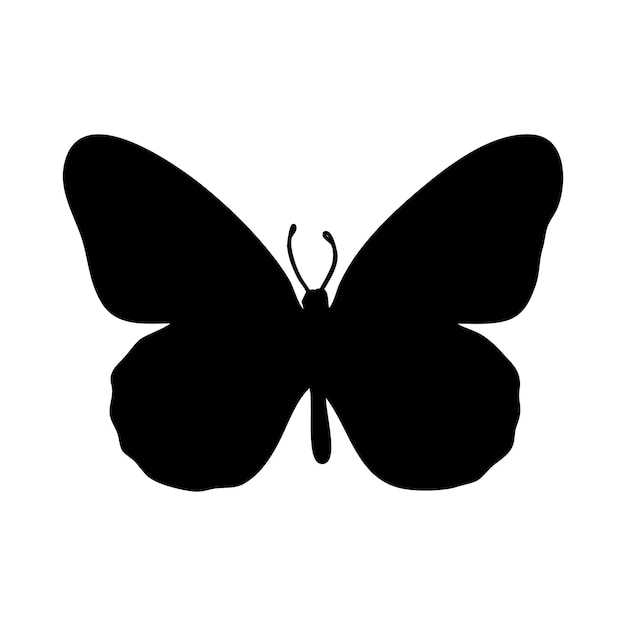 Black butterfly on a white background for printing and design Vector illustration