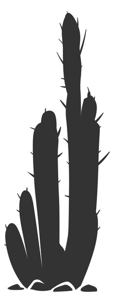 Vector black cactus icon desert plant growing silhouette