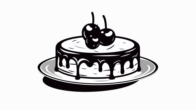 Black Cake Icon on White Background