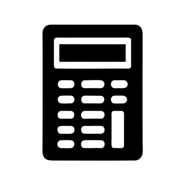 a black calculator with a white background