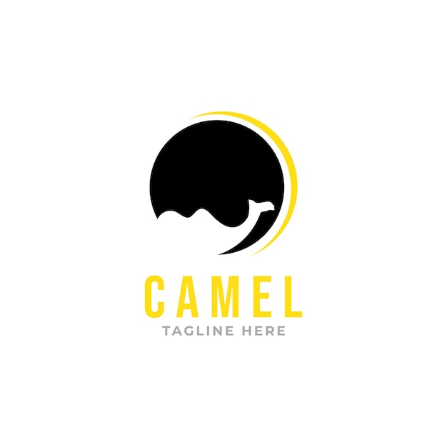 Black Camel Illustration Animal Logo Silhouette.