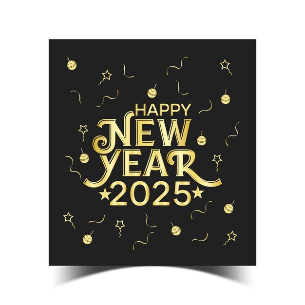 Vector a black card with gold glitter on it with the words happy new year on it