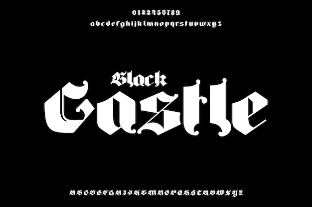 Vector black castle creative vector blackletter alphabet font design