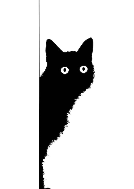 Vector black cat cute silhouette