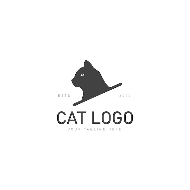 Black cat head logo design icon illustration