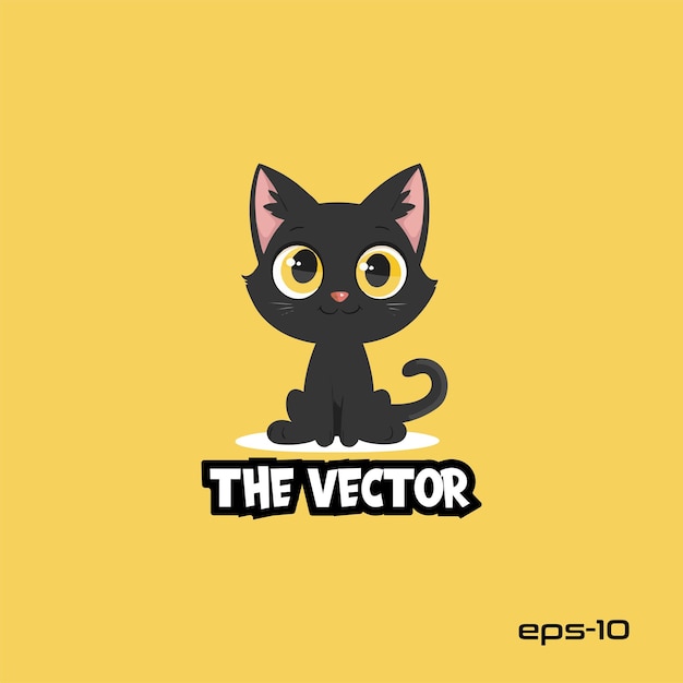 Black cat logo vector mascot character cartoon illustration