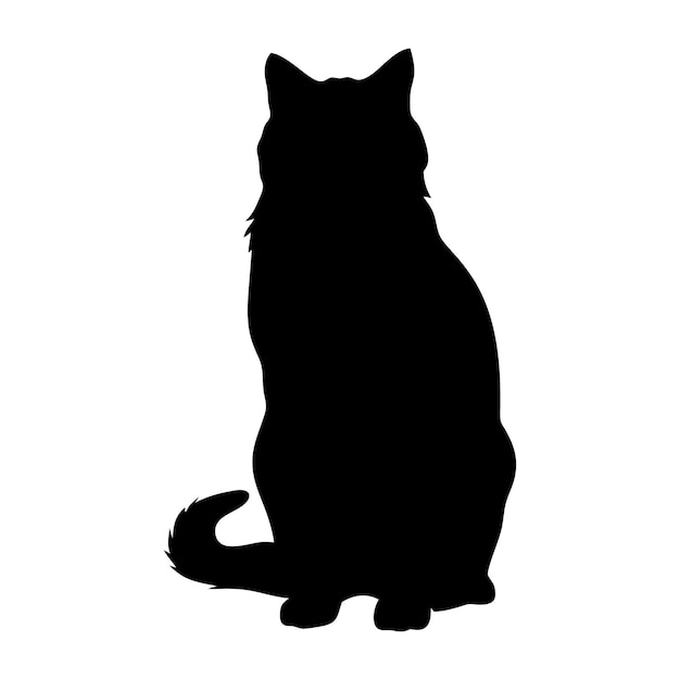 Vector a black cat silhouette is sitting on a white background