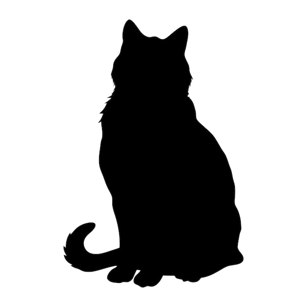 Vector a black cat silhouette is sitting on a white background