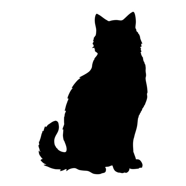 Vector a black cat silhouette is sitting on a white background