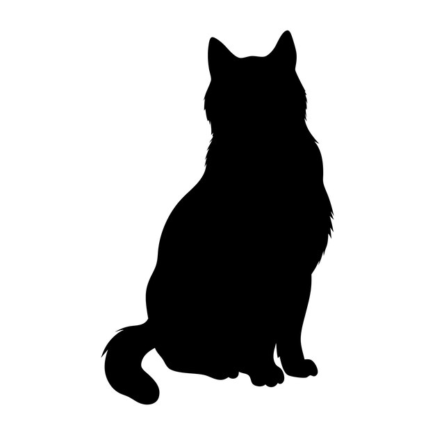 Vector a black cat silhouette is sitting on a white background