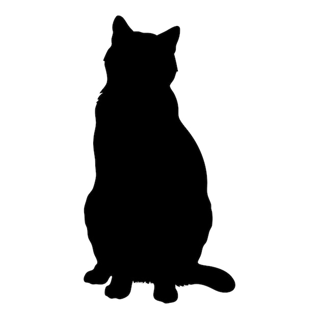 Vector a black cat silhouette is sitting on a white background