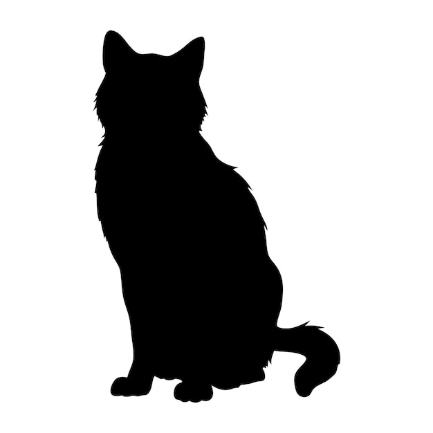 Vector a black cat silhouette is sitting on a white background