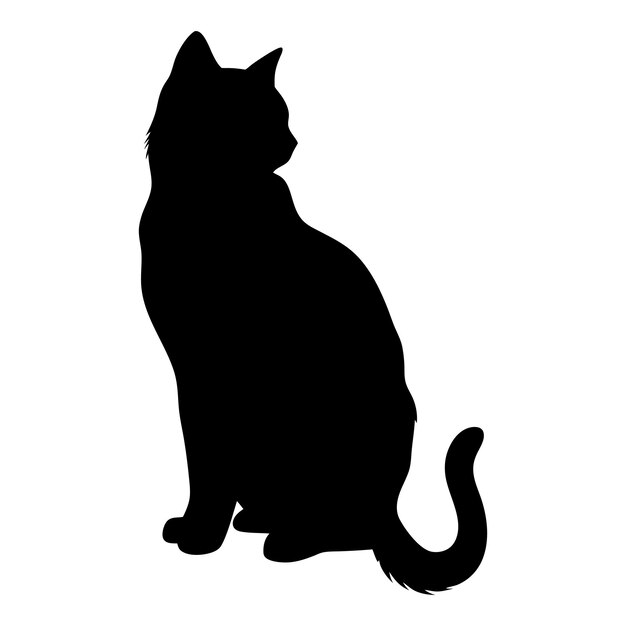 Vector a black cat silhouette is sitting on a white background