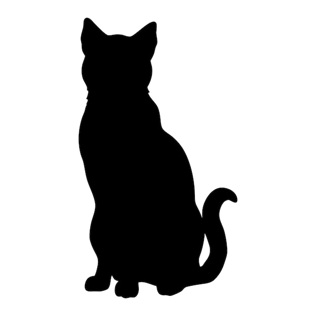 Vector a black cat silhouette is sitting on a white background