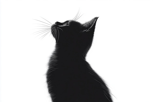 Vector a black cat with a white background that says  whiskers