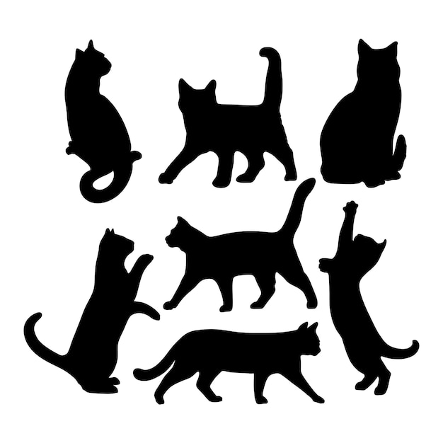 Vector a black cat with a white background with a black cat on itcats collection vector silhouette