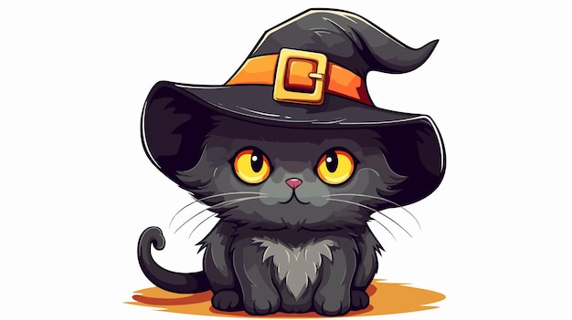 Vector a black cat with a witch hat on it