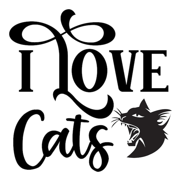 A black cat with the words i love cats on it