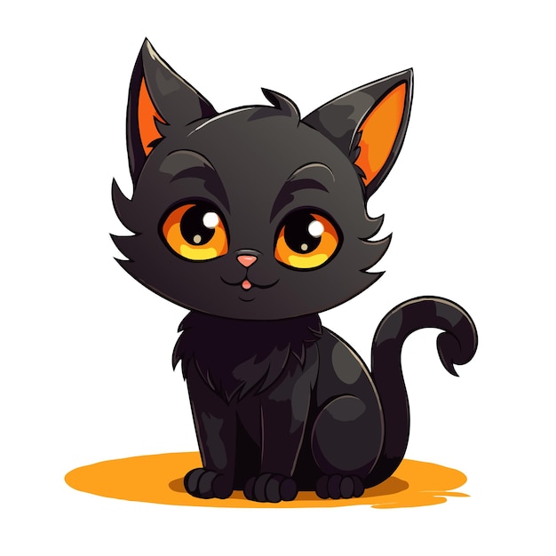 a black cat with yellow eyes and a black nose