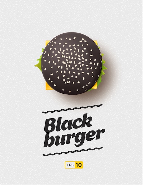 black cheesburger on the grey background