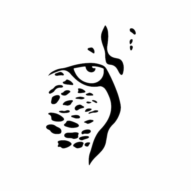 Black Cheetah Eye Logo Symbol on White Background Stencil Design Tattoo Vector Illustration