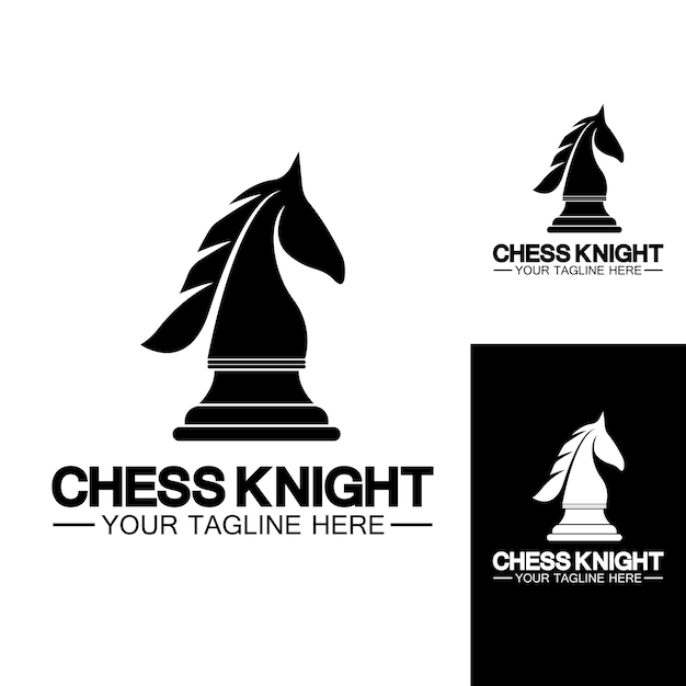 Black Chess Knight Horse silhouette logo design vector template