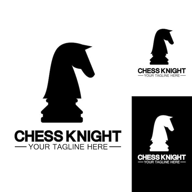 Black Chess Knight Horse silhouette logo design vector template