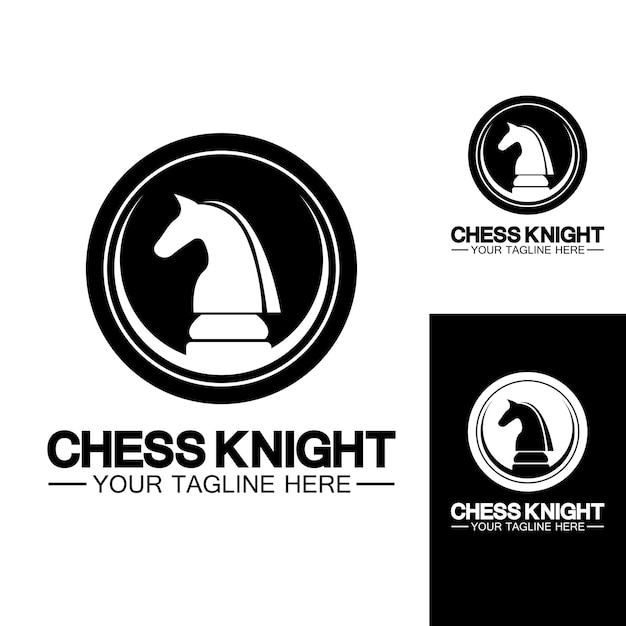 Black Chess Knight Horse silhouette logo design vector template